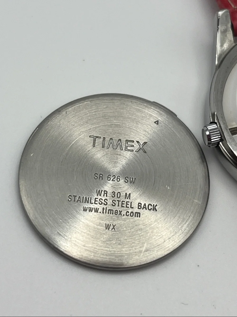 Timex Silver Dial Watch with Pink Leather Strap